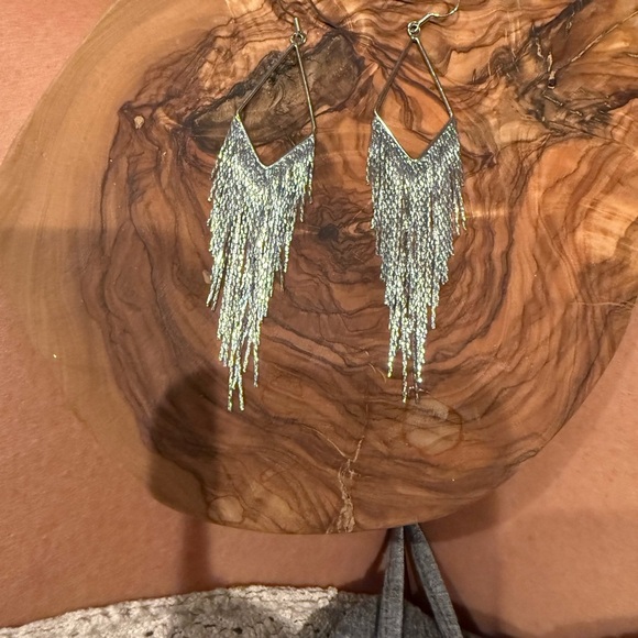 Elegant Silver  Fringe Earrings - Picture 1 of 5